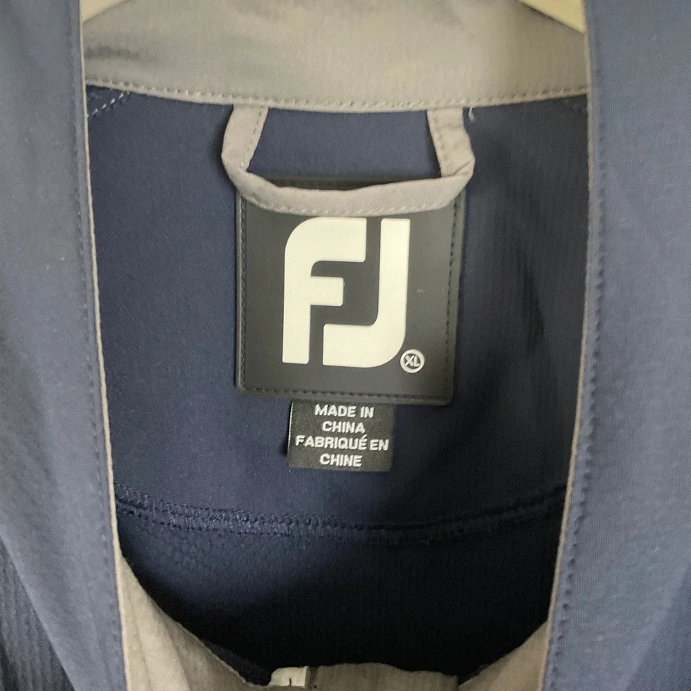 FootJoy Mens XL Navy Grey Quarter Zip Golf Windbreaker Pullover Jacket Pockets